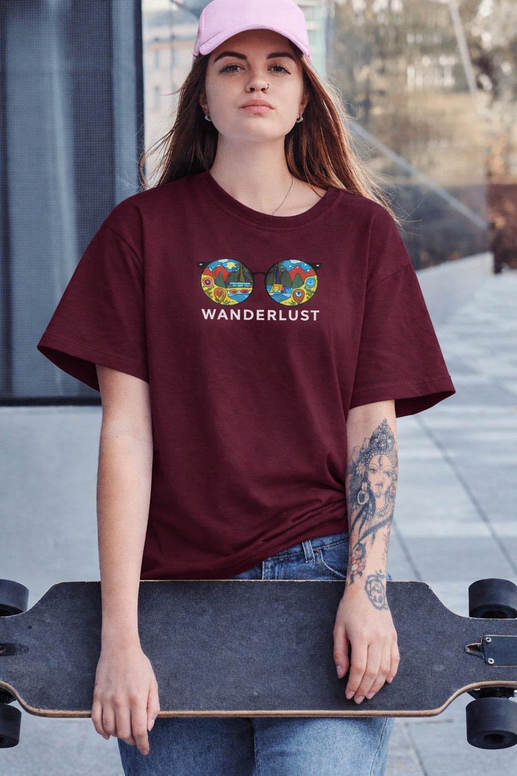 Wanderlust Oversized Terry Cotton Graphic T-Shirt
