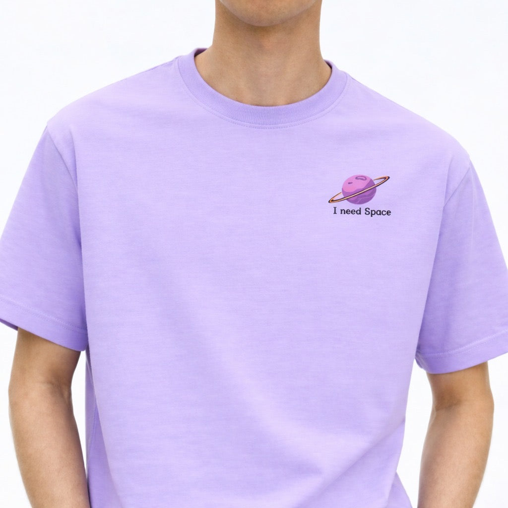 Lavender “I Need Space” Graphic T-Shirt - Minimal Aesthetic Cotton Tee