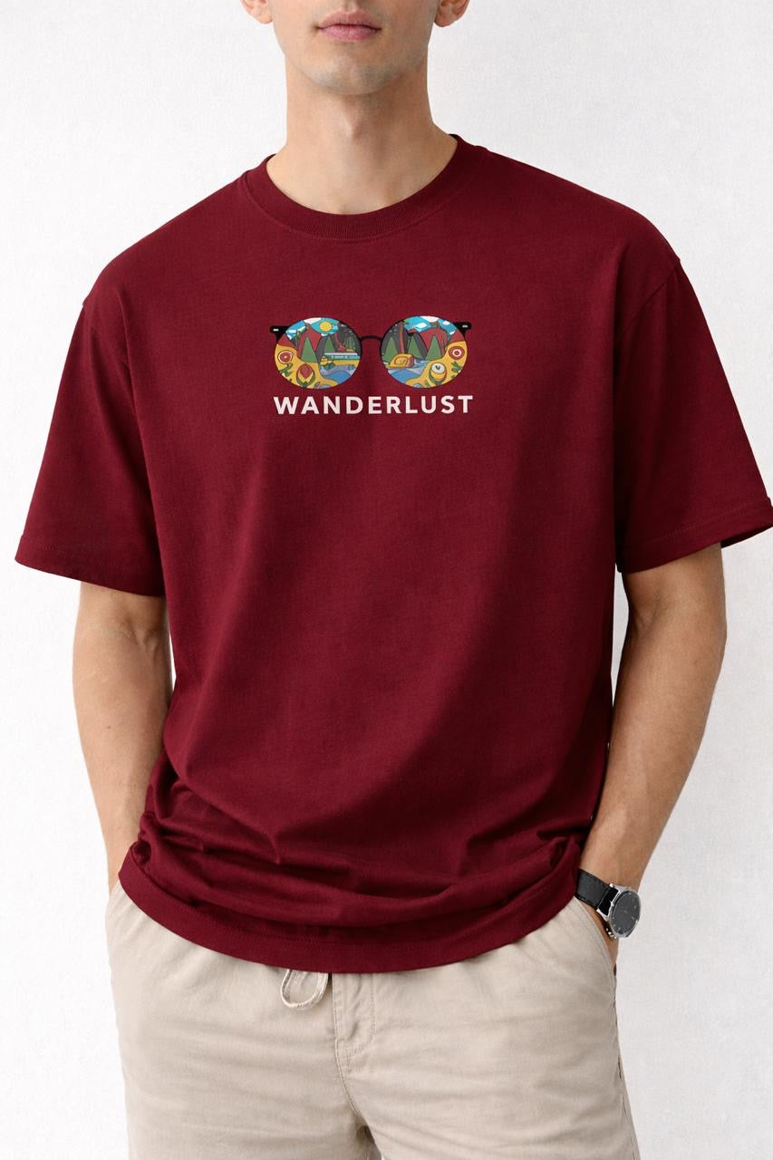 Wanderlust Oversized Terry Cotton Graphic T-Shirt